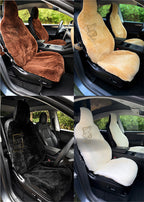 Premium Genuine Sheepskin Front Car Seat Covers with Headrest – Grey