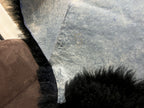 Square Sheepskin Seat Cover Black 40×40 cm – Patchwork Natural Wool Cushion