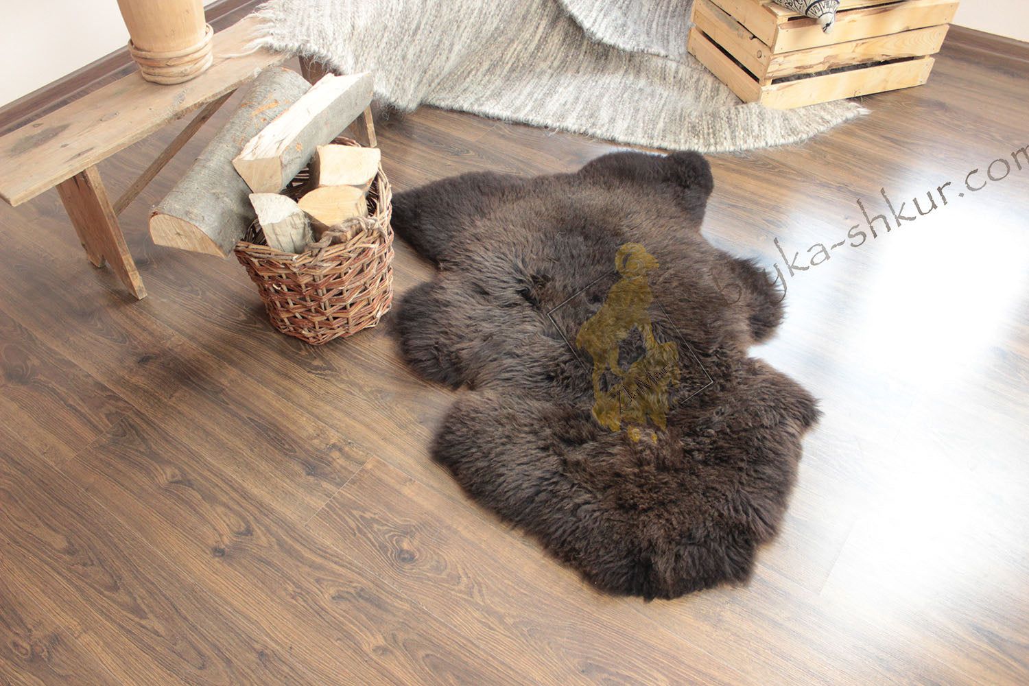 Dyed Brown Sheepskin 110×65 cm – Natural Wool Rug