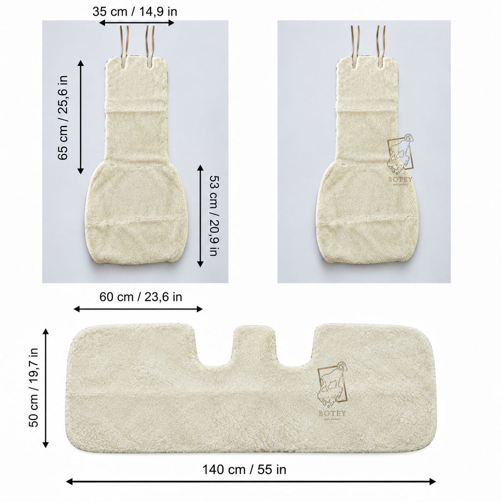 Mini Sheepskin Car Seat Covers White (118×60 cm) – Natural Fur Universal Fit