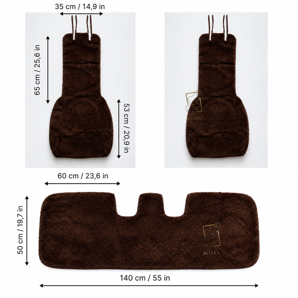 Mini Sheepskin Car Seat Covers Brown (118×60 cm) – Natural Fur Universal Fit
