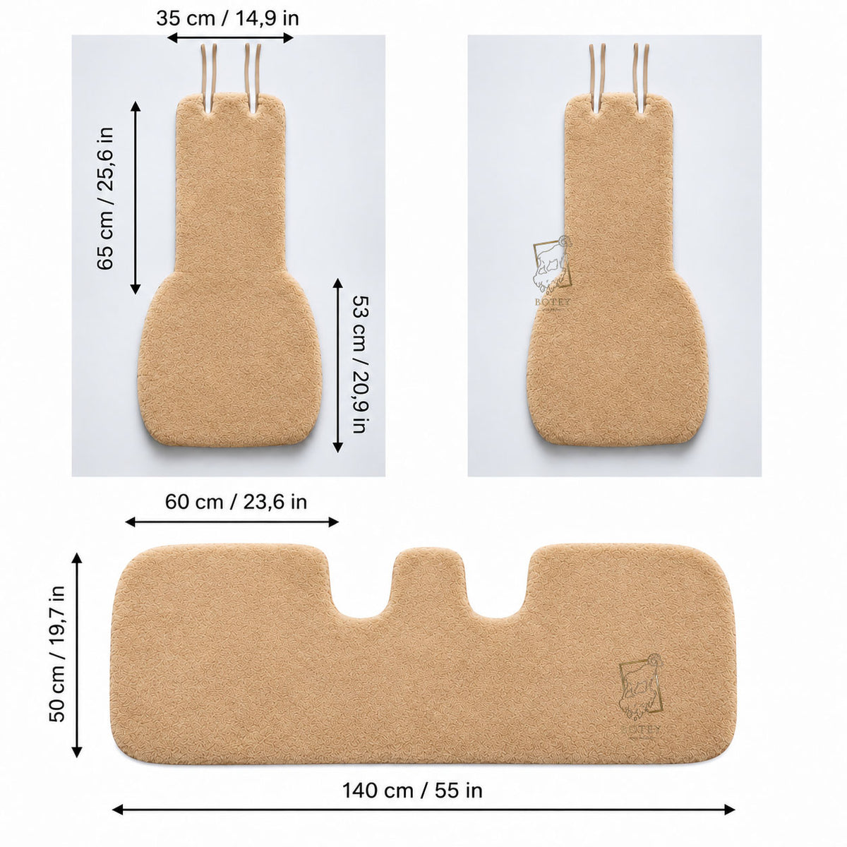 Sheepskin Rear Seat Covers Beige (140×50 cm) – Natural Fur Universal Fit