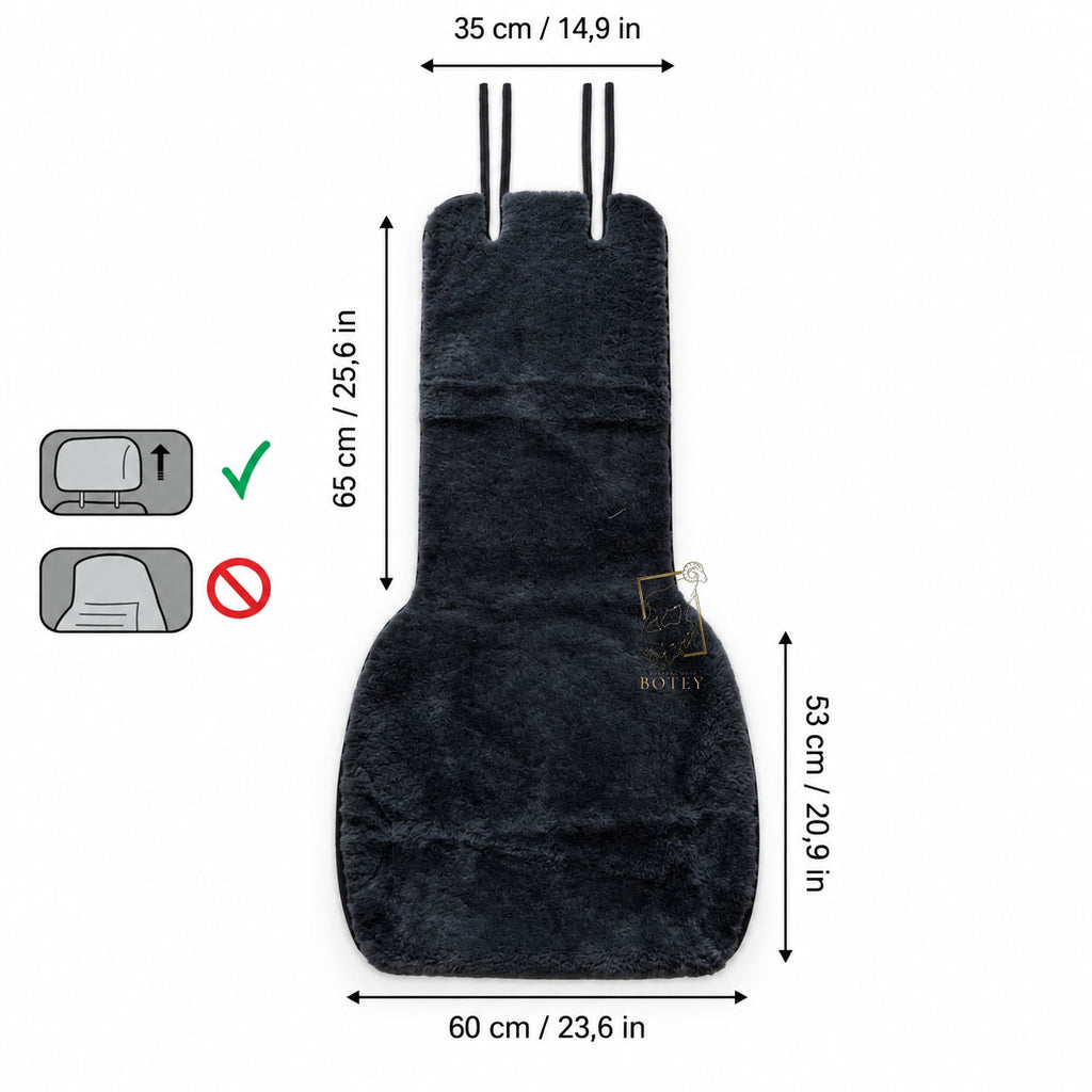 Mini Sheepskin Car Seat Covers Grey (118×60 cm) – Natural Fur Universal Fit