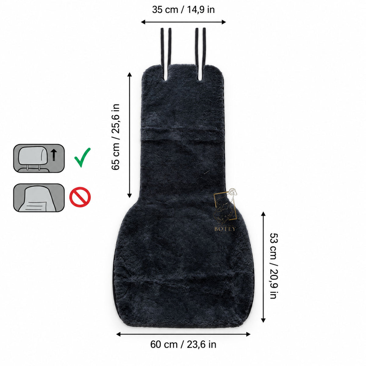 Mini Sheepskin Car Seat Covers Grey (118×60 cm) – Natural Fur Universal Fit