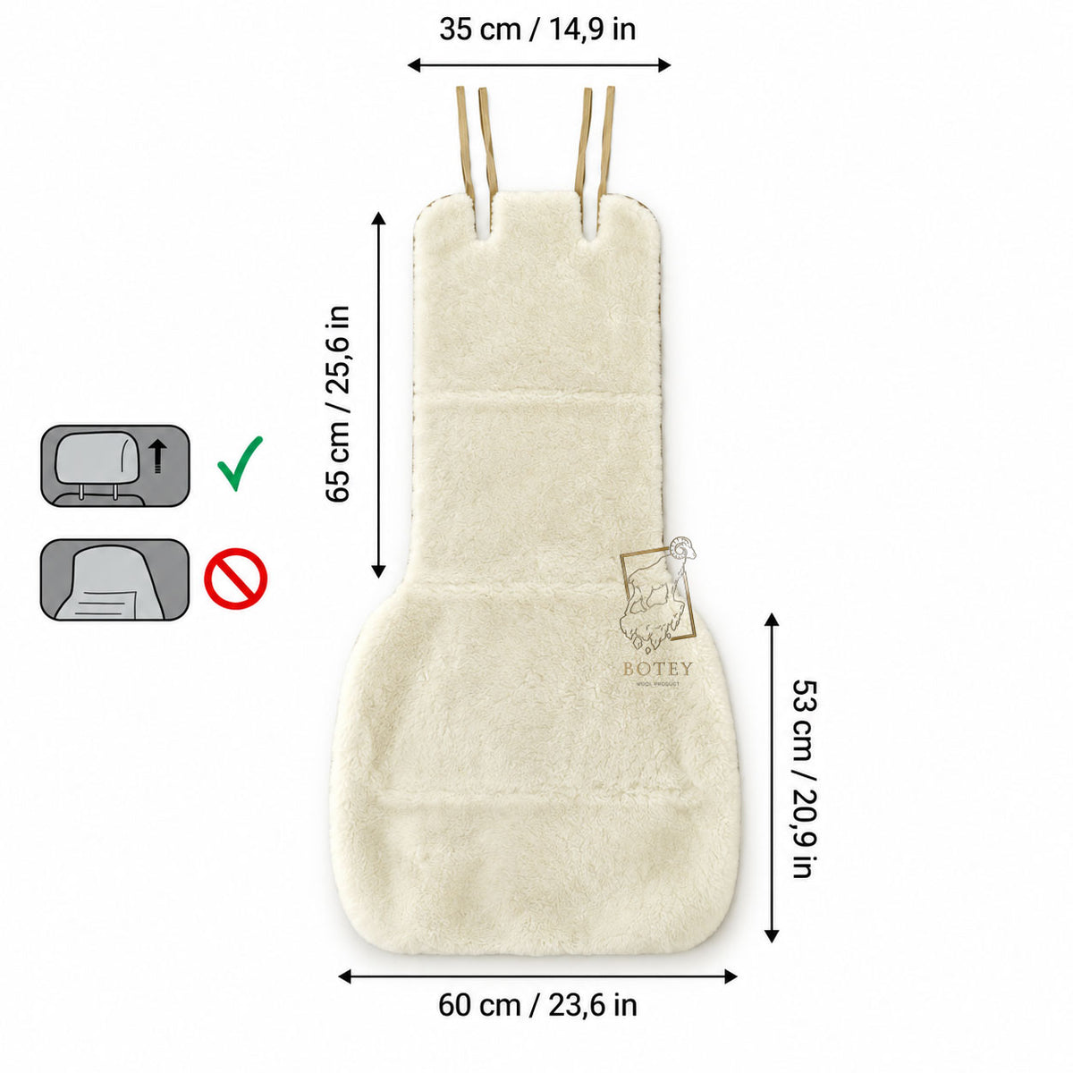 Mini Sheepskin Car Seat Covers White (118×60 cm) – Natural Fur Universal Fit