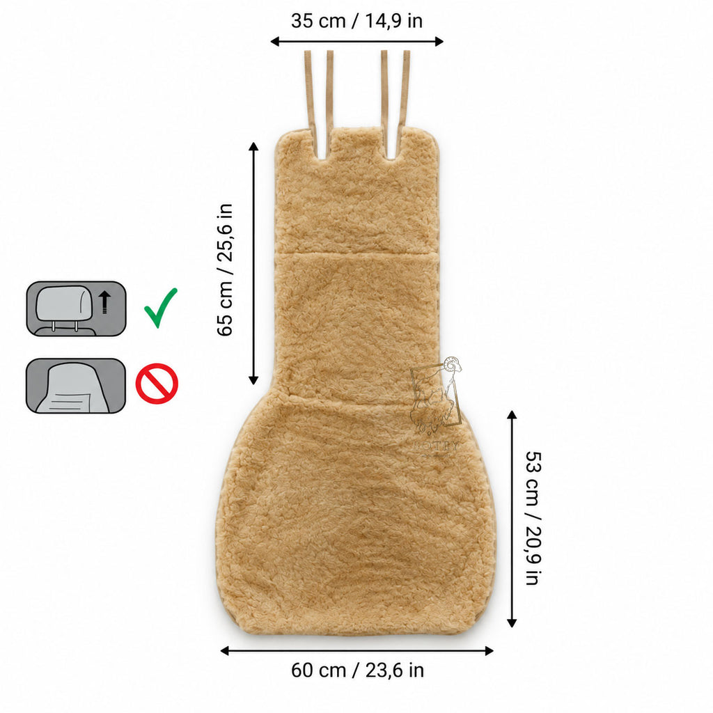 Mini Sheepskin Car Seat Covers Beige (118×60 cm) – Natural Fur Universal Fit