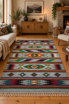 Handmade Hutsul Wool Rug Geometric  – Natural Wool Carpet 200×140 cm
