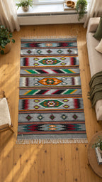 Handmade Hutsul Wool Rug Geometric  – Natural Wool Carpet 200×140 cm