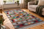 Handmade Hutsul Wool Rug Geometric  – Natural Wool Carpet 200×140 cm