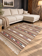 Handmade Hutsul Wool Rug Geometric Beige  – Natural Wool Carpet 200×140 cm