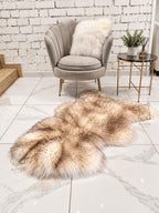 White Sheepskin with Coffee-Tipped Wool 100×60 cm – Natural Rug