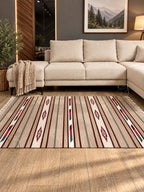 Handmade Hutsul Wool Rug Geometric Beige  – Natural Wool Carpet 200×140 cm