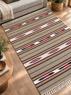 Handmade Hutsul Wool Rug Geometric Beige  – Natural Wool Carpet 200×140 cm
