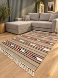 Handmade Hutsul Wool Rug Geometric Beige  – Natural Wool Carpet 200×140 cm