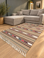Handmade Hutsul Wool Rug Geometric Beige  – Natural Wool Carpet 200×140 cm