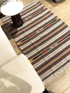 Handmade Hutsul Wool Rug Geometric Grey  – Natural Wool Carpet 200×140 cm