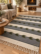 Handmade Hutsul Wool Rug “Leaves” – Natural Wool Carpet 200×140 cm