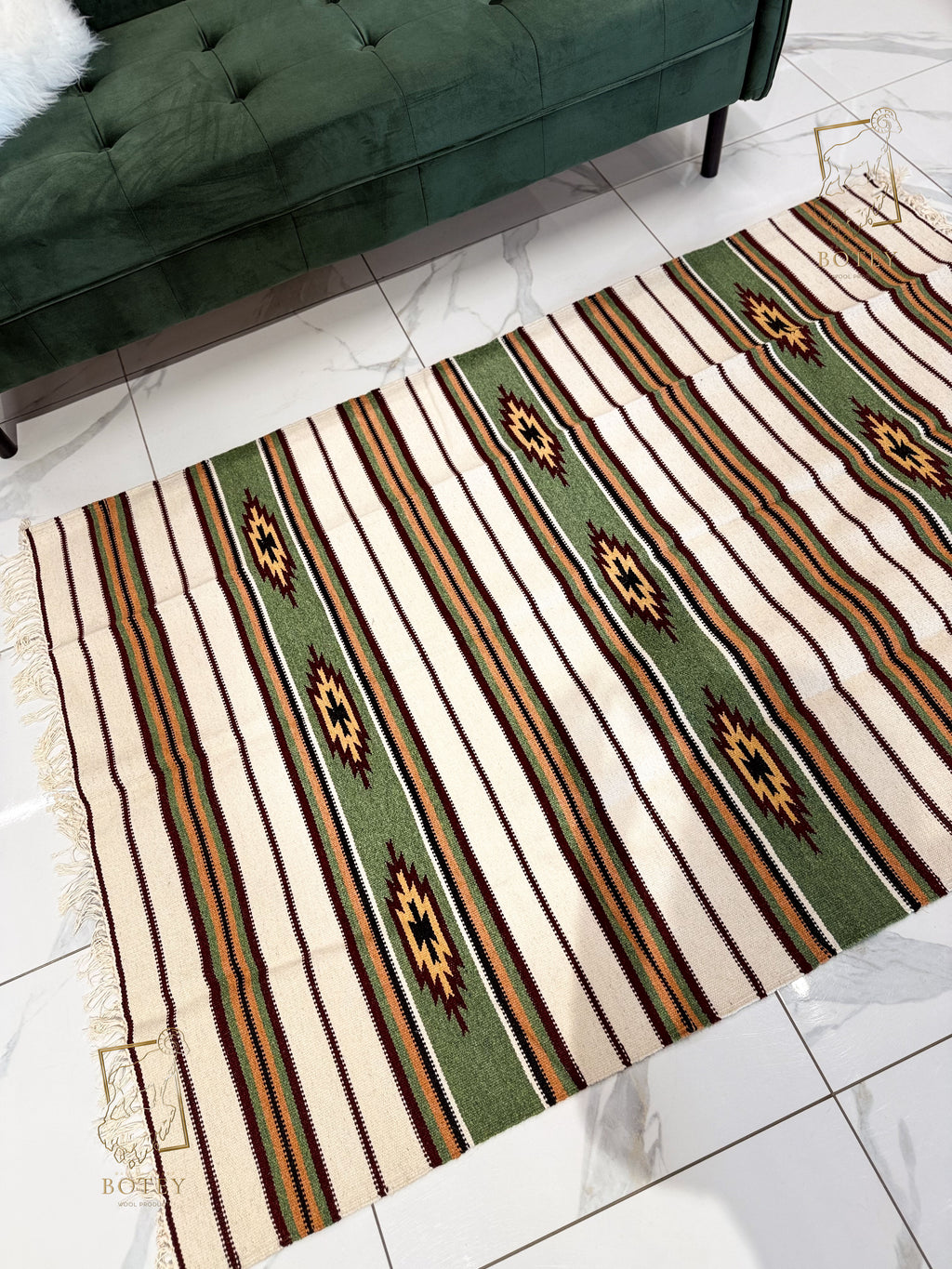 Handmade Hutsul Wool Rug “Kosiv” – Natural Wool Carpet 200×140 cm
