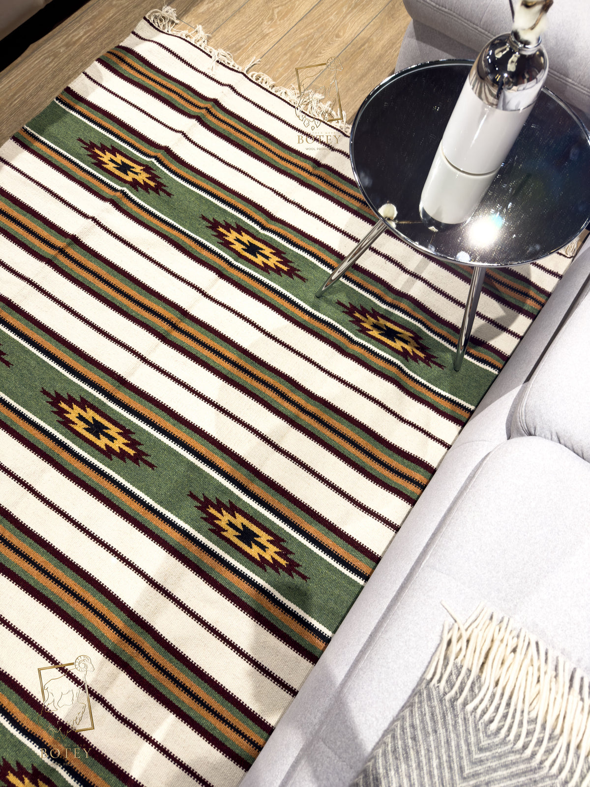 Handmade Hutsul Wool Rug “Kosiv” – Natural Wool Carpet 200×140 cm