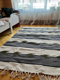 Handmade Hutsul Wool Rug “Leaves” – Natural Wool Carpet 200×140 cm