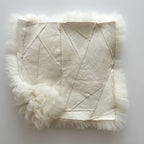 Square Sheepskin Seat Cover 50×50 cm White – Patchwork Natural Wool Cushion