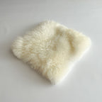 Square Sheepskin Seat Cover 50×50 cm White – Patchwork Natural Wool Cushion