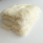 Square Sheepskin Seat Cover 50×50 cm White – Patchwork Natural Wool Cushion