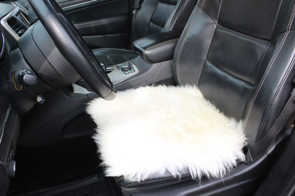 Sheepskin Seat Pad White 40×40 cm (Long Pile) – Natural Fur Cushion