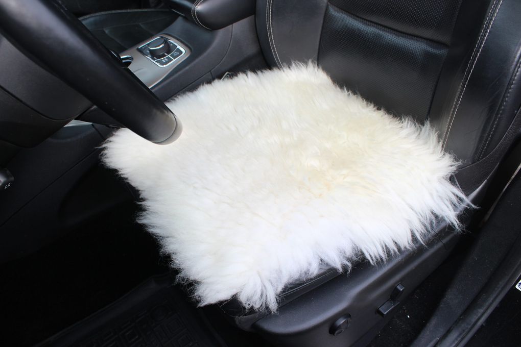 Sheepskin Seat Pad White 40×40 cm (Long Pile) – Natural Fur Cushion
