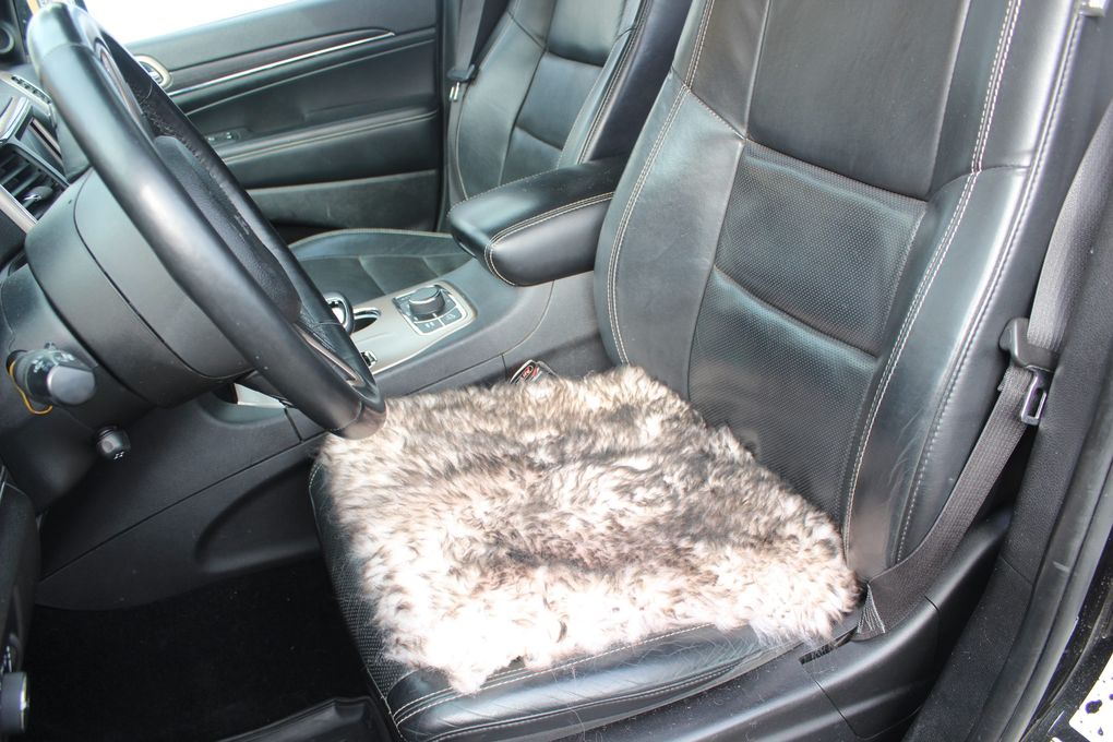 Sheepskin Seat Pad Ash Grey 40×40 cm (Long Pile) – Natural Fur Cushion