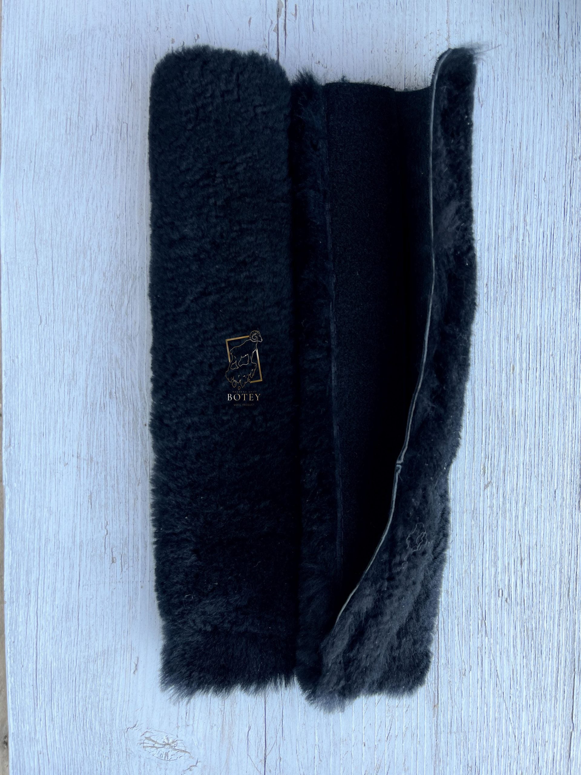 Sheepskin Seat Belt Covers Black – Natural Fur Universal Fit