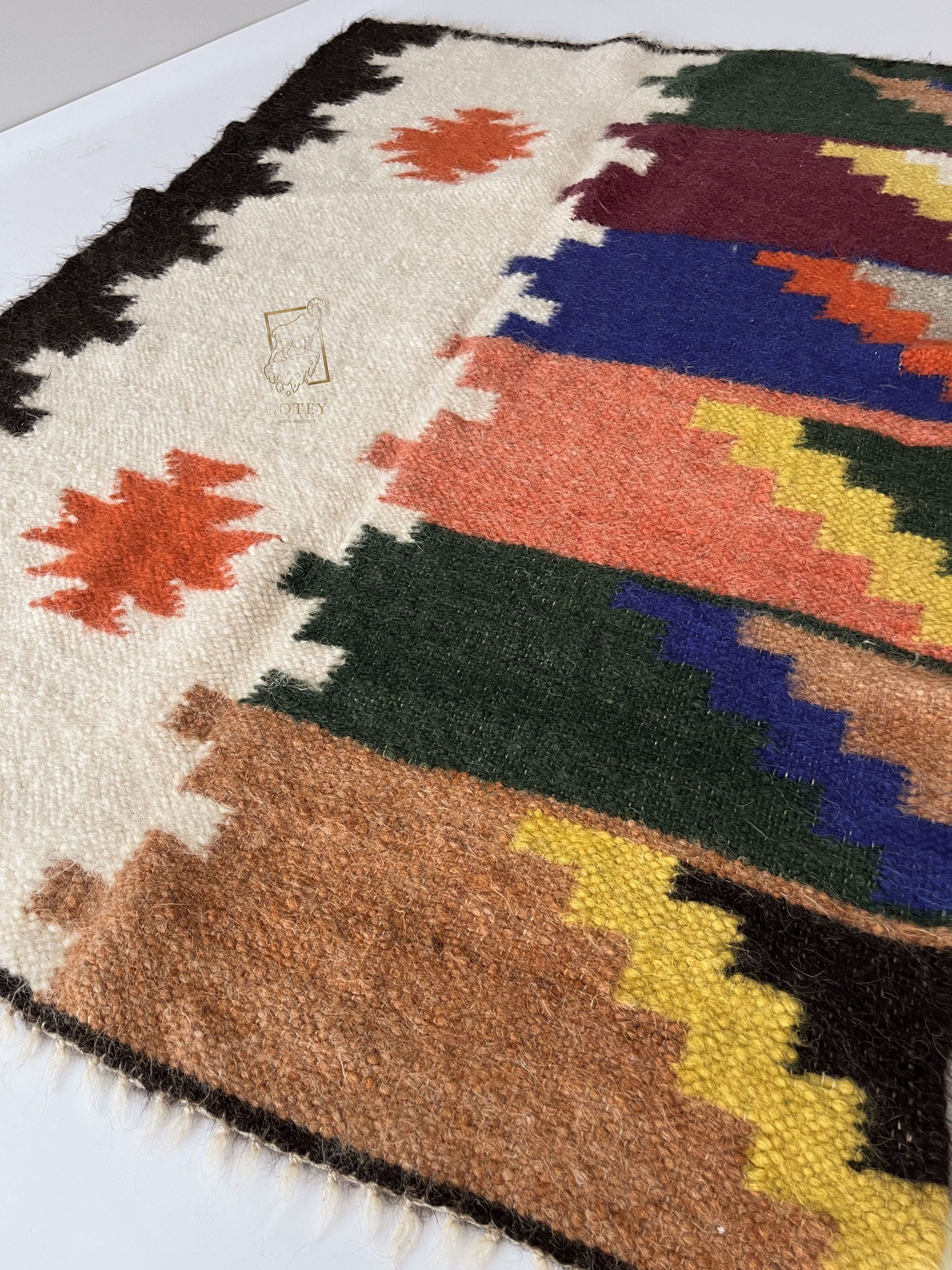 Carpathian Wool Blanket “Kaleidoscope” 150×200 cm – Premium Handmade Natural Wool