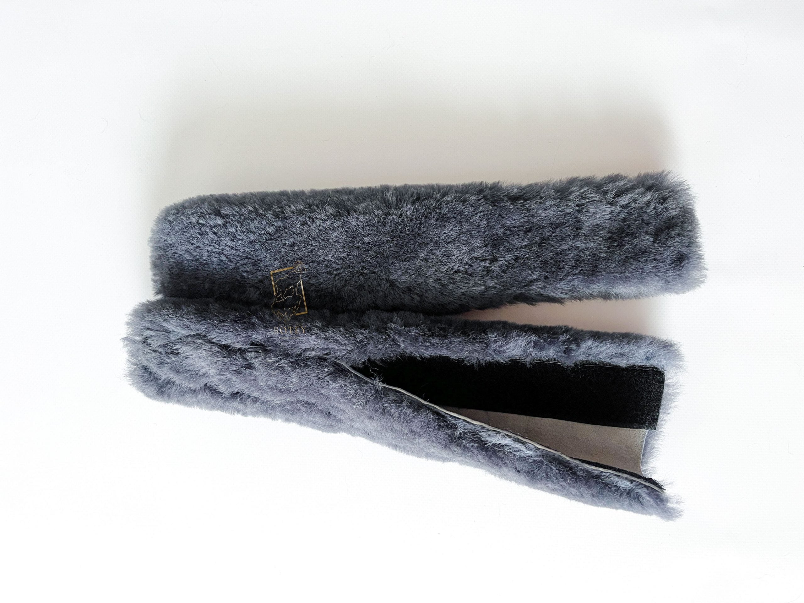 Sheepskin Seat Belt Covers Grey – Natural Fur Universal Fit