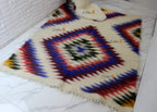 Carpathian Wool Blanket “Peacock Feather Blue” 150×200 cm – Premium Handmade Natural Wool