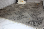 Carpathian Wool Blanket “Grey Zigzag Bouclé” 200×220 cm – Premium Handmade Natural Wool