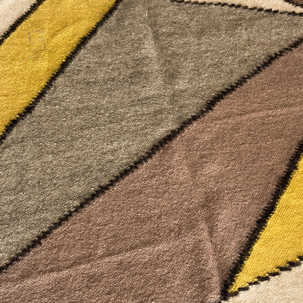 Carpathian Wool Blanket “Mocha Stained Glass” 200×220 cm – Premium Handmade Natural Wool