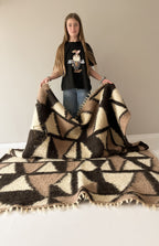 Carpathian Wool Blanket “Mosaic” 200×220 cm – Premium Handmade Natural Wool