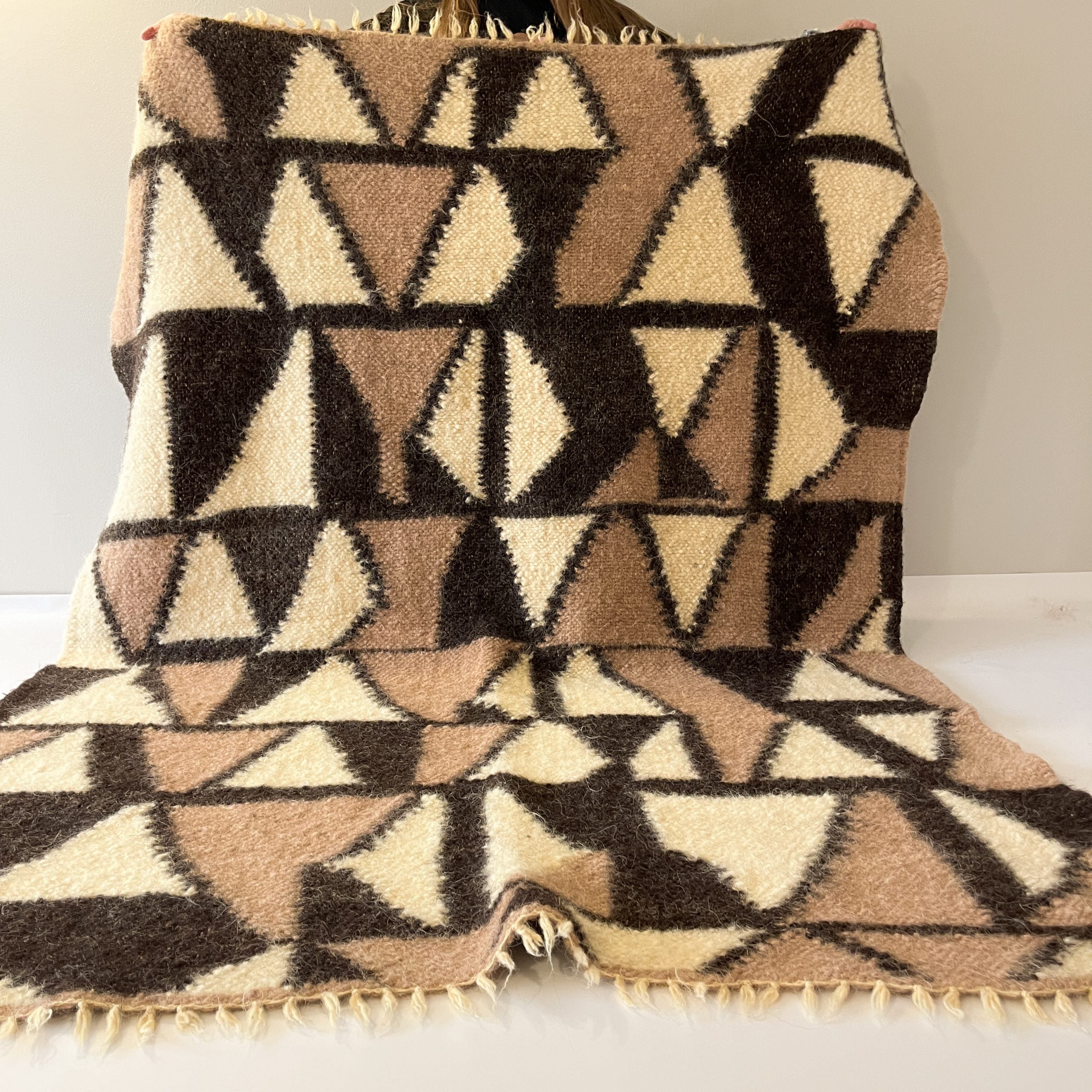 Carpathian Wool Blanket “Mosaic” 150×200 cm – Premium Handmade Natural Wool
