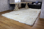 Large Rectangular Sheepskin Rug (250×180 cm) – Natural White Fur Carpet