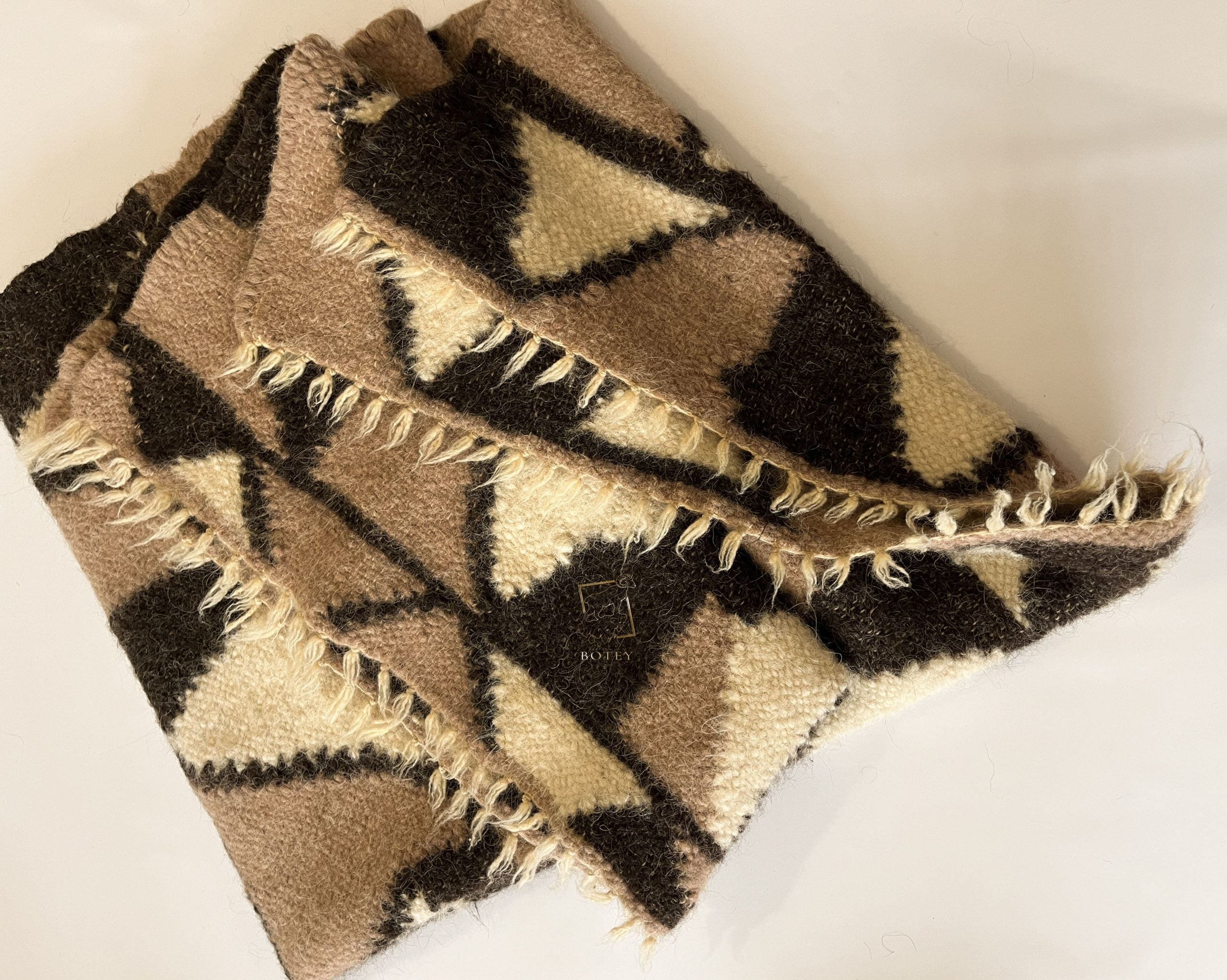 Carpathian Wool Blanket “Mosaic” 150×200 cm – Premium Handmade Natural Wool