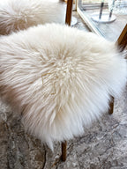 Square Long Wool Sheepskin Seat Cover White 40×40 cm – Natural Fur Cushion