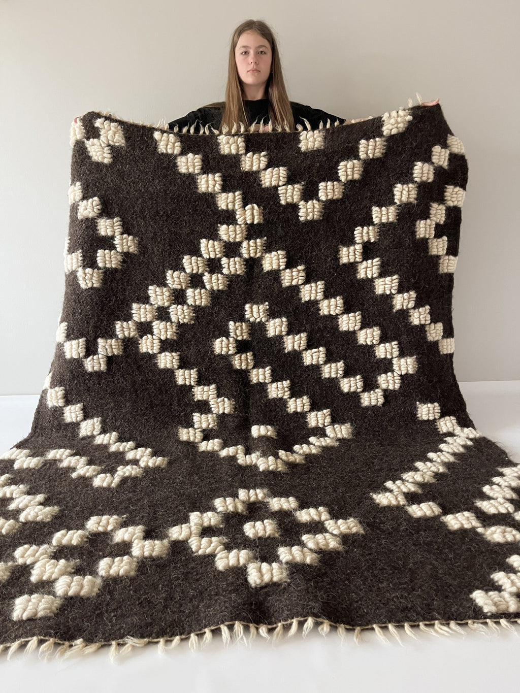 Carpathian Wool Blanket “Lord” 200×220 cm – Premium Handmade Natural Wool