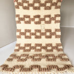 Wool Runner Rug “Chain Pattern” 80×150 cm – Handmade Natural Wool