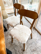 Square Sheared Sheepskin Seat Cover White 40×40 cm – Natural Wool Cushion
