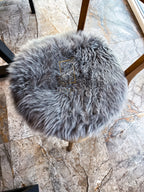 Round Sheepskin Seat Cover 50×50 cm – Natural Wool Cushion