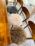 Round Sheared Sheepskin Seat Cover 50×50 cm – Natural Wool Cushion