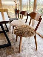 Round Sheepskin Seat Cover 50×50 cm – Natural Wool Cushion