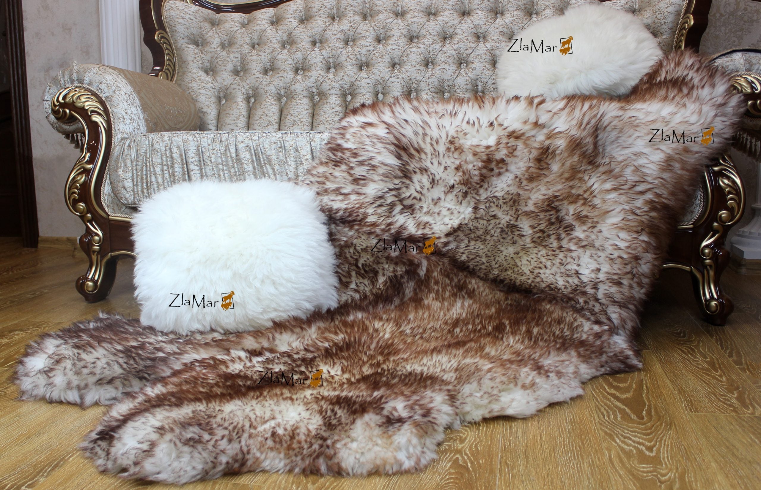 Sheepskin Rug 4-in-1 Copper Ombre (200×110 cm) – Natural Fur Carpet
