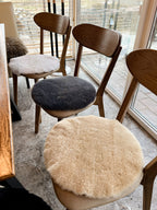 Round Sheared Sheepskin Seat Cover 50×50 cm – Natural Wool Cushion
