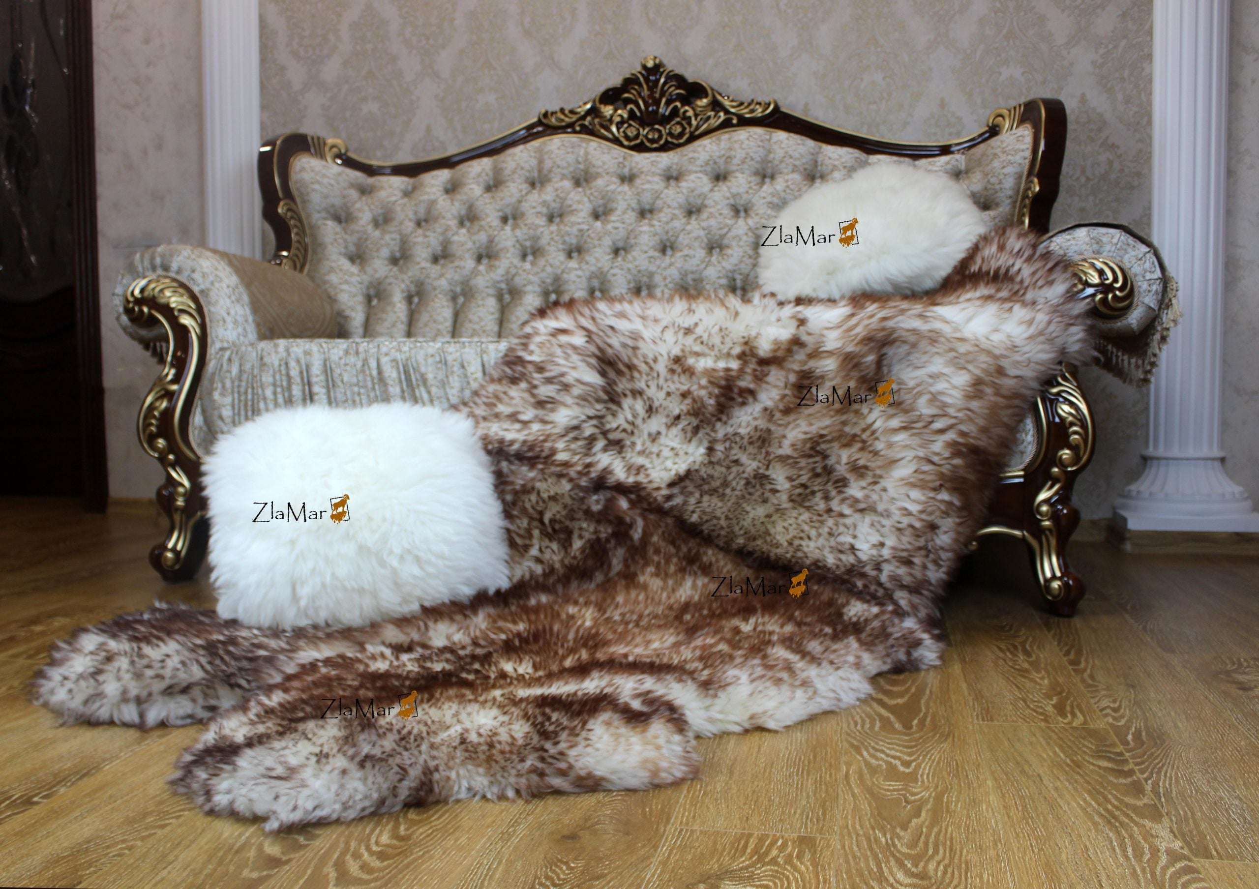 Sheepskin Rug 4-in-1 Copper Ombre (200×110 cm) – Natural Fur Carpet